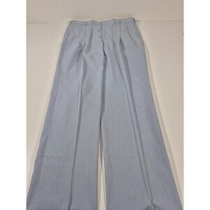 VTG Smythe Dress Pants Mens 44x37 Blue Pinstripe Pleated Straight USA Summer